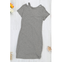 Gray Clear Skies Jersey Twist T-Shirt Dress