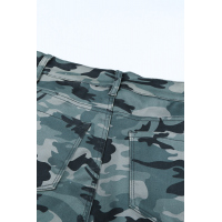 Green Camouflage Hollow out Skinny Jeans with Pocket