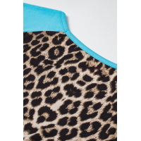 Sky Blue Raglan Sleeve Leopard Blouse