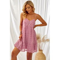 Pink Polka Dot Texture Slip Mini Dress