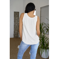 White Hollow-out Tank Top