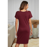 Wine Clear Skies Jersey Twist T-Shirt Dress