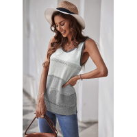 Gray Color Block Knitted Tank Top