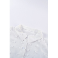 White Turn-down Collar Ruffle Polka Dot Tank