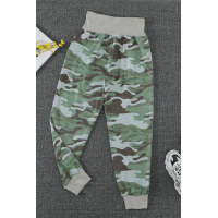 Light Green Camouflage Pocket Casual Pants With Slit