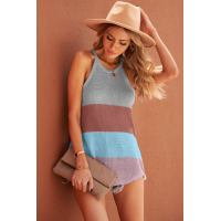 Multicolor Color Block Striped Knit Tank Top