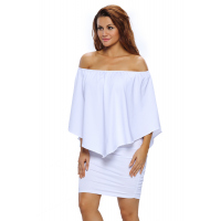 Multiple Dressing Layered White Mini Poncho Dress