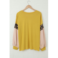 Yellow Cheetah Detail Balloon Sleeve Top