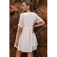 White Fever Pitch Pom Babydoll Tunic Dress