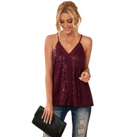 Red Sequin Racerback Tank