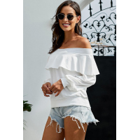 White Off The Shoulder Ruffle Blouse