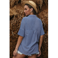 Blue Short Sleeve Striped Shirt