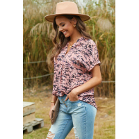 Pink Short Sleeve Toss and Tumble Printed Pocket Shirt