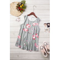 Floral Print Gray Tank Top