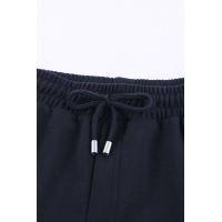 Blue Tie Waist Side Pockets Cuffed Lounge Shorts