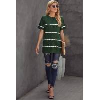 Green Tie-dye Stripe Casual T-Shirt