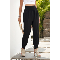 Black Wide Waistband Pocketed Joggers