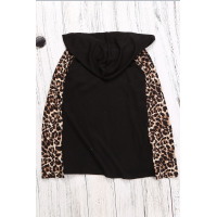 Lace Up Neck Leopard Long Sleeves Top