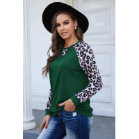 Green Leopard Long Sleeve Top