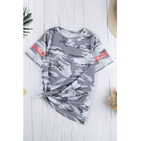 Camo Print Crew Neck Casual T-Shirt