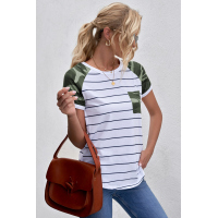 Green Striped Camo Pocketed Patch Tee