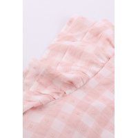 Pink Plaid Ruffled Short Sleeves Tee