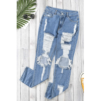 Blue Distressed Mom Jeans