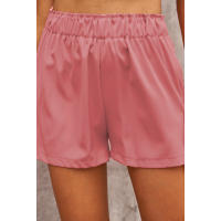 Cotton Blend Pocketed High Rise Shorts 