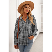 Gray Relaxed Fit Plaid Button Shirt