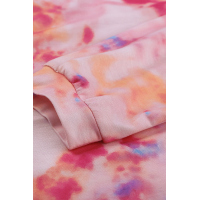 Pink Tie-dye V Neck Long Sleeve Top