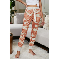 Orange Camo Print Knit Sport Pants