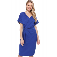 Blue V Neck Cutout Inverted Pleat Bodycon Dress