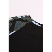 Black Camo Contrast Long Sleeve Top