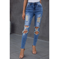 Medium Wash Distressed Skinny Jeans