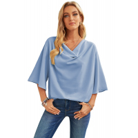 Sky Blue Draped Blouse