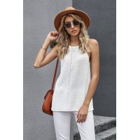 White Keyhole Knit Tank Top