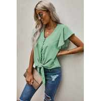 Green Forever Tonight Button Tie Top