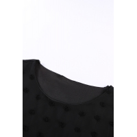 Black Swiss Dot Texture Short Sleeve Top