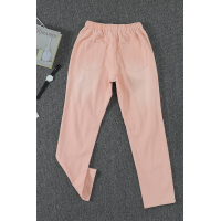 Pink Pocketed Denim Joggers