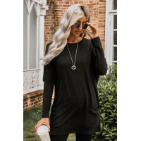 Black Longline Pocketed Top