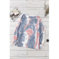 Long Sleeve Tie Dye Print V Neck Top