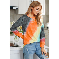 Ombre Orange Tie-dye Long Sleeve Top