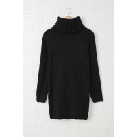 Black Cowl Neck Cable Knit Sweater Dress