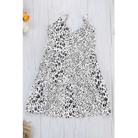 White Tiered Leopard Babydoll Dress