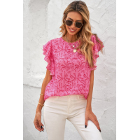 Pink Floral Ruffle Short Sleeve Tee