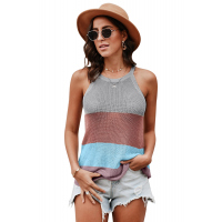 Multicolor Color Block Striped Knit Tank Top