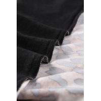 Black Leopard Patch Pocket Long Sleeve Top