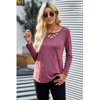 Crisscross V Neck Long Sleeve Top