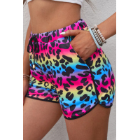 Leopard Pocketed Drawstring Shorts