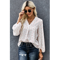 White Love You Boo Balloon Sleeve Blouse